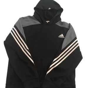Men’s Medium Adidas Black Hoodie W/ White stripes